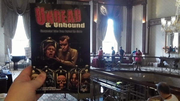 The magnificent Paul Mudie cover for Undead and Unbound. At Necronomicon.