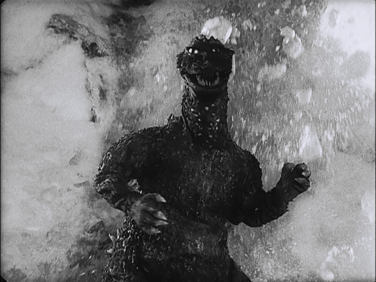 Possibly the best shot of Godzilla in the film.  So many of his appearances are dark.