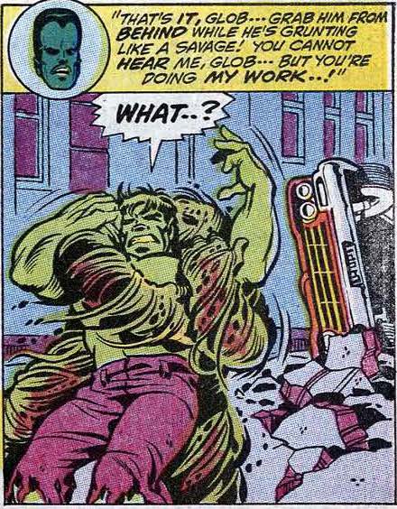 The Leader forces the Glob to attack the Hulk