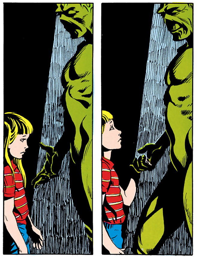 Swamp Thing and Karen, the act of kindness that nearly brought on the apocalypse.