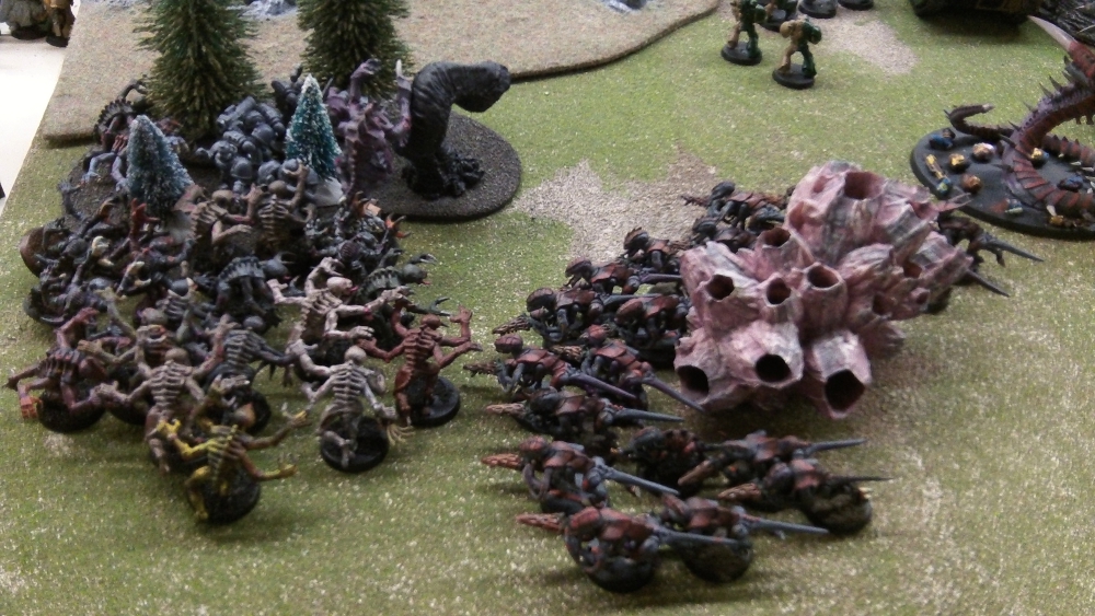 Splinter Fleet Mordiggian purs Termagants out of a mycetic spore